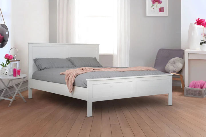 EX DISPLAY MODEL - Double white wooden Seren bedframe